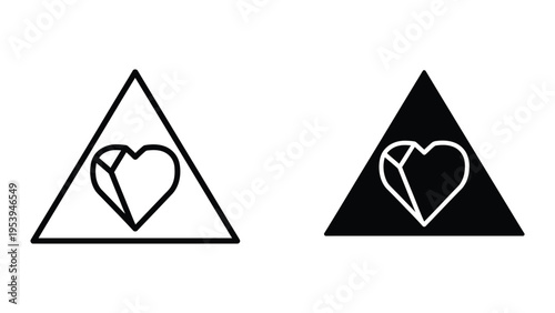 triangle heart symbols vector illustration, flat design