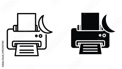 printers with paper flying out vector illustration