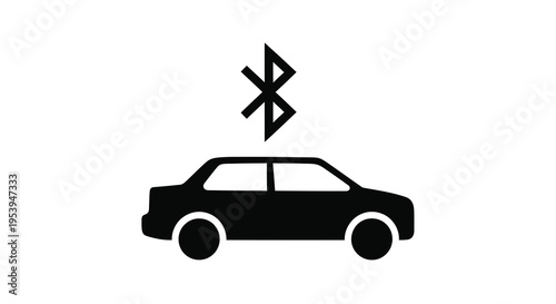 A black silhouette of a car is shown with a bluetooth symbol above it