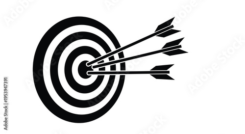 A black and white illustration depicts arrows striking a circular target symbolizing accuracy high quality