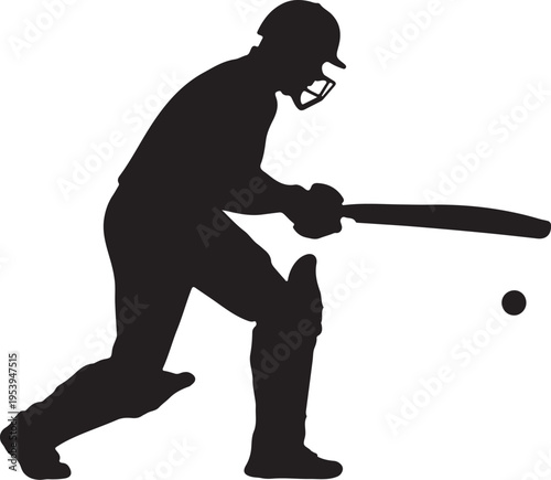 Silhouette of a batter swinging a cricket bat during a game