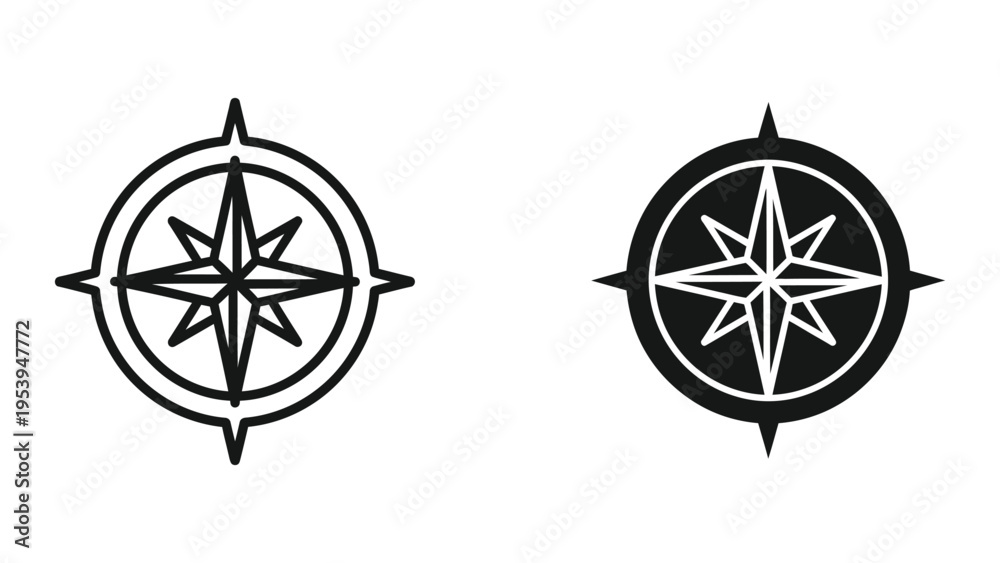 Obraz premium compass rose vector illustration, navigation symbols, flat design