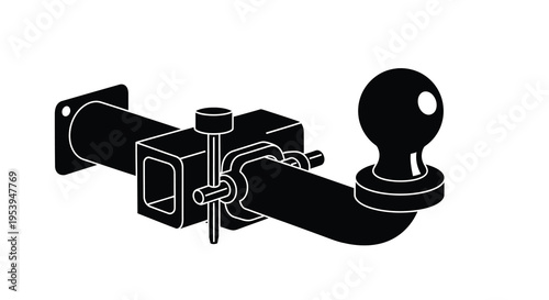 A black and white illustration depicts a complex mechanical arm with adjustable components high quality
