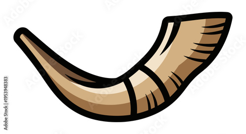 Illustration of a Traditional Shofar Horn for Jewish Observance.