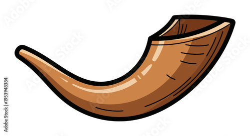 Traditional Jewish shofar horn cartoon vector illustration.