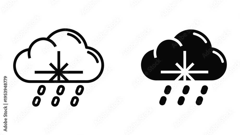 Obraz premium weather icons with rain and lightning, vector illustration