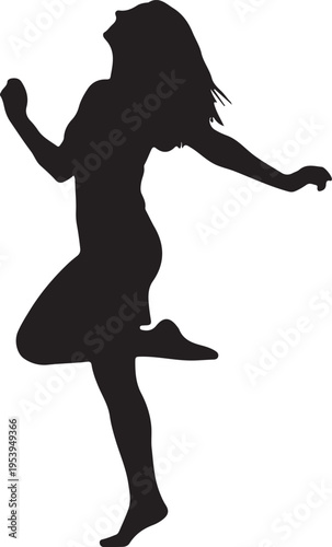 Graceful silhouette of a woman in a dynamic dancing pose