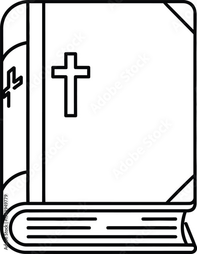 Holy bible book icon with cross symbol for religious study and christianity