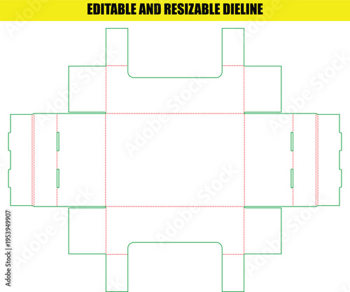 Convenient handled rectangular tray box die line ideal for carrying and retail display
