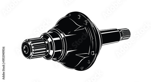 A detailed black and white illustration depicts a vehicle axle and differential assembly high quality