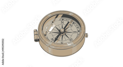 Antique Brass Compass Navigation Direction Travel Concept