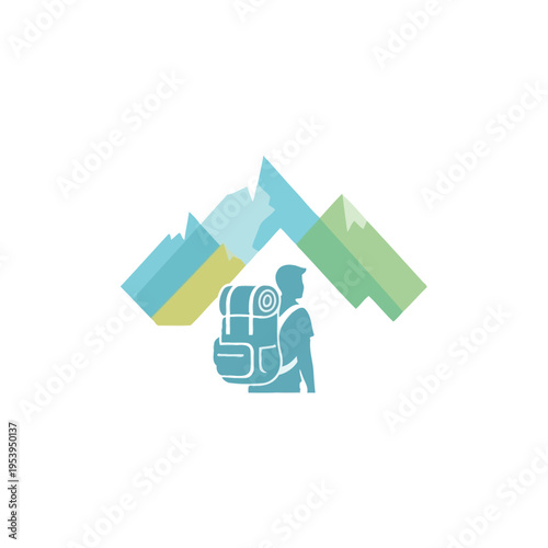 Hiker with Backpack Silhouette Illustration Design.