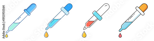 laboratory science tools flat design vector illustration with droppers and test tubes