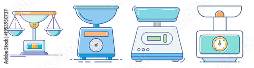 justice and finance balance scales vector icon pack flat design illustration