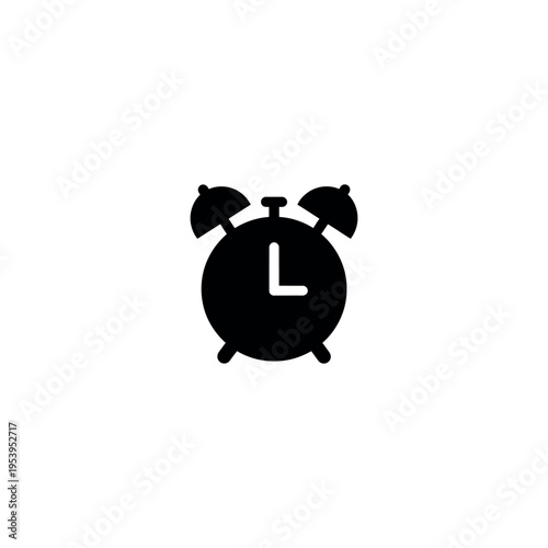 Black Alarm Clock Silhouette Simple Design.