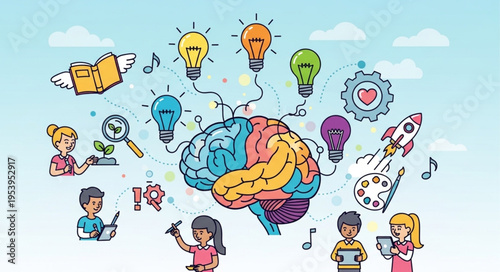 Brainstorming and Creative Thinking - A Visual Representation of Ideas and Innovation.