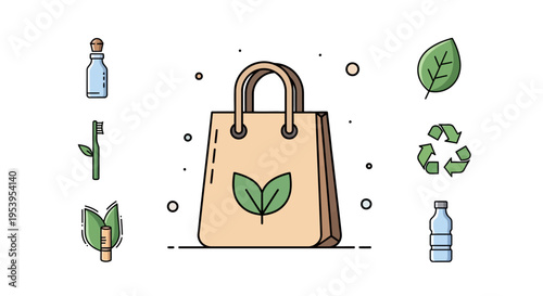 Eco friendly shopping bag with leaf.