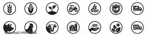 Farming icon set. Farm icon. Farm agriculture theme simple vector icon logo design set bundle illustration. Vector Illustration. EPS 10