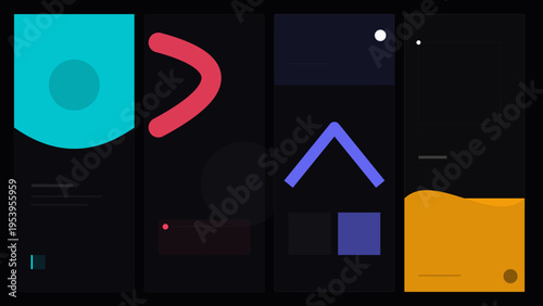 Modern Minimal Geometric Poster with Bold Shapes and Dark Background for Marketing and Branding