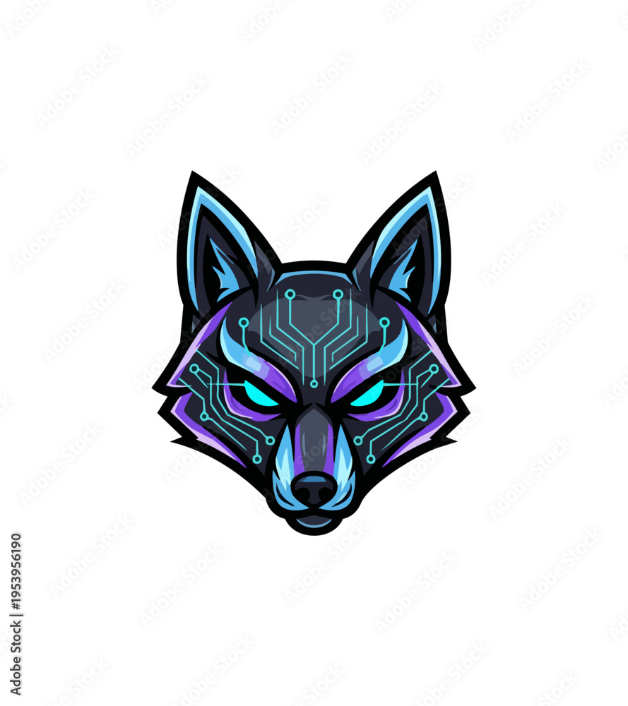 Fototapeta premium Digital fox head illustration against black background
