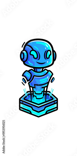 Cartoon robot design isolated on black background
