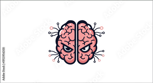 Stylized brain illustration on black background for conceptual design