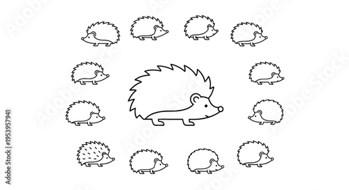 Hedgehog and its baby hedgehogs profile.