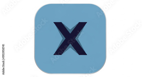 Stylized Blue Square with Dark Blue Letter X in Center.