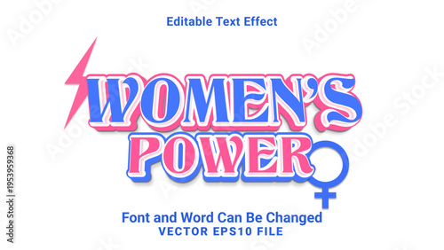 3d editable womens power text effect.international womens day