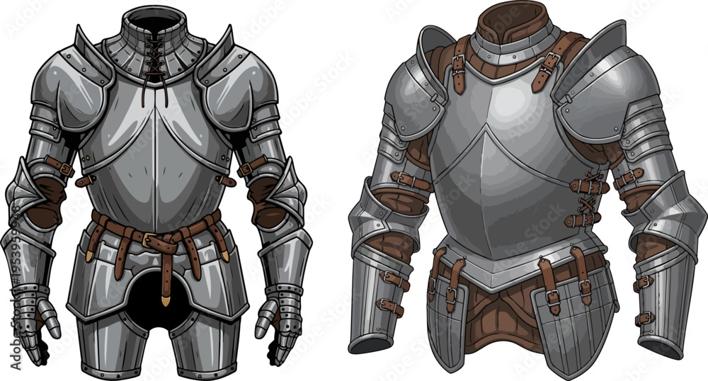 Fototapeta premium Set of 2 medieval knight armor plates vector