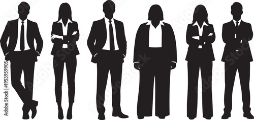 Business People Silhouettes Set Men and Women in Formal Attire
