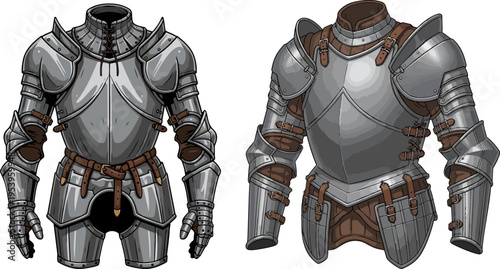 Set of 2 medieval knight armor plates vector