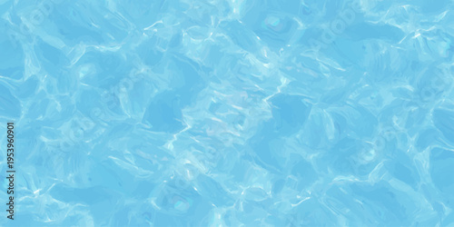 Blue water surface with bright sunlight reflections and ripples in swimming pool or tropical ocean