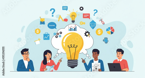 Brainstorming Session - Team Collaboration Sparks Innovative Ideas and Solutions.