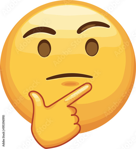 Thinking Face Emoji with Hand on Chin Expression for Doubt, Questioning, Confusion, Decision Making and Social Media Communication Design