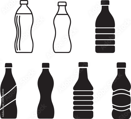 Collection of various plastic soda bottle shapes and designs
