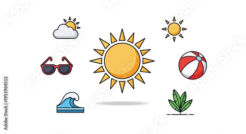 Summer Vacation Icon Set Graphics.