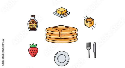 Pancakes with butter and syrup food.