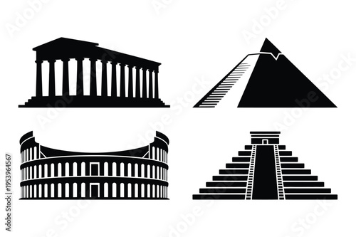 Ancient world landmarks icons
