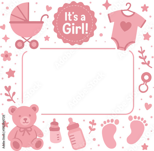 Pink Photocall For Newborn Baby Girl vector transprent