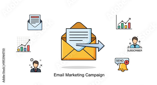 Email Marketing Campaign Icon Illustration.