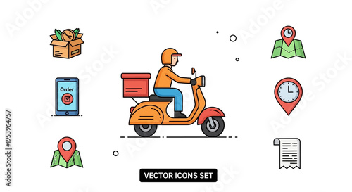 Delivery man on a scooter.