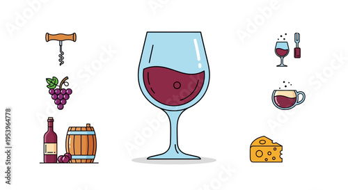 Wine Glass with Red Wine.