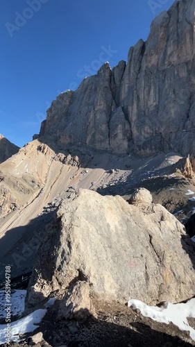 Mountain Bivouac with Morning View of Marmolada – Dolomites 4K Vertical