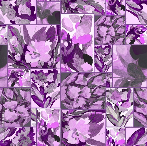seamless floral pattern Geometric batik creative design repeat pattern fabric print design abstract texture dark purple colour background texture 