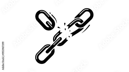 Broken chain link symbol freedom concept brokenness liberation disconnection cracked chain