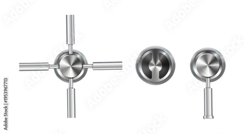 Combination Lock Padlock 3D Set Security Padlocks with Number Code Dials and Safe Strongbox Vault Locker , Isolated on Transparent Background. Vector