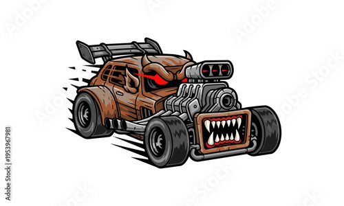 Monster truck illustration isolated on black background