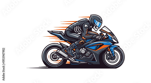 Motorcycle rider illustration on black background