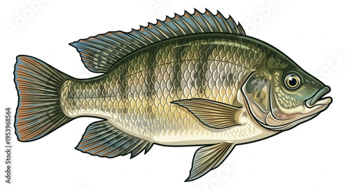 Fresh Tilapia Fish Vector Illustration Isolated on White